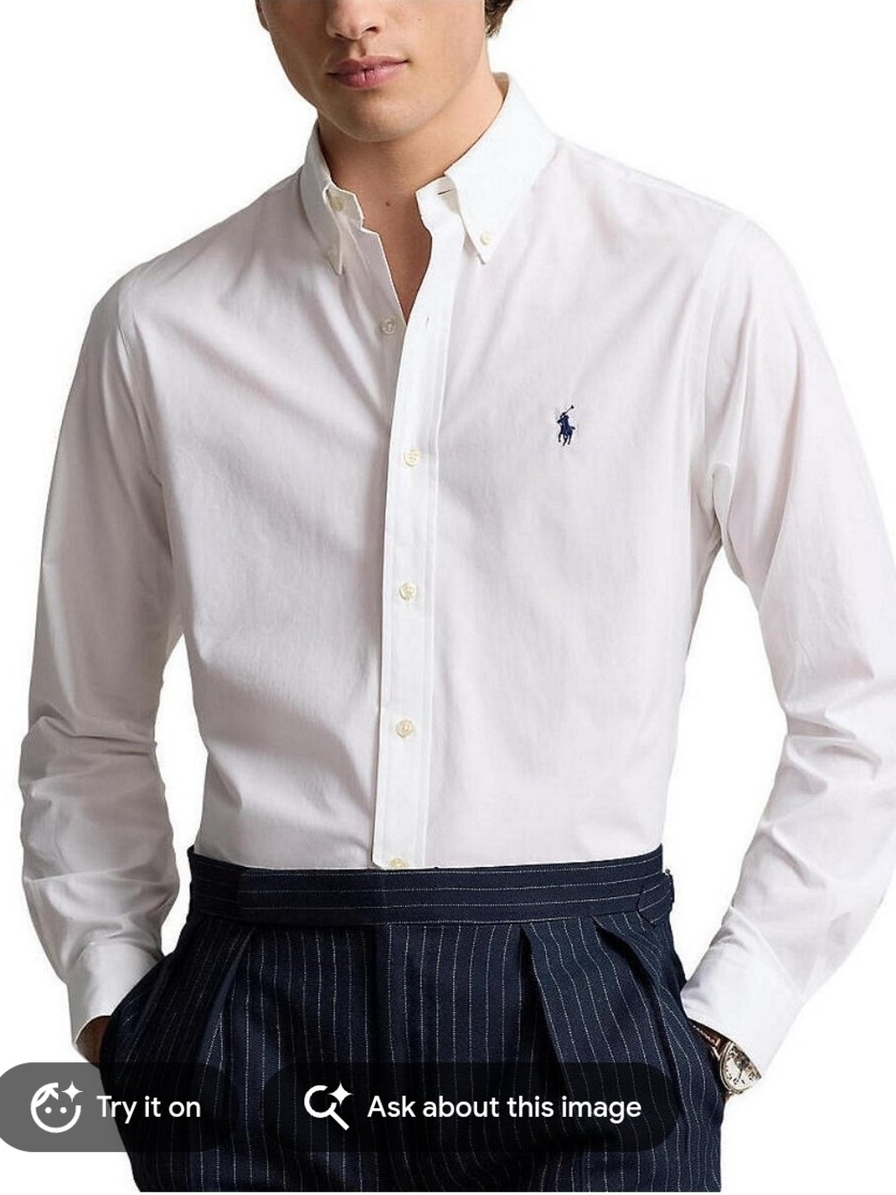 Ralph Lauren Classic Fit White Dress Shirt Mens Cotton Button-Down L RTLS $140